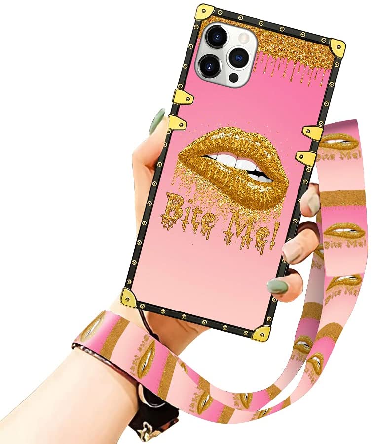 iPhone 13 Pro Max Women's Gold Glitter Case with Strap - Gorilla Cases