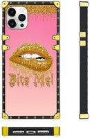 iPhone 13 Pro Max Women's Gold Glitter Case with Strap