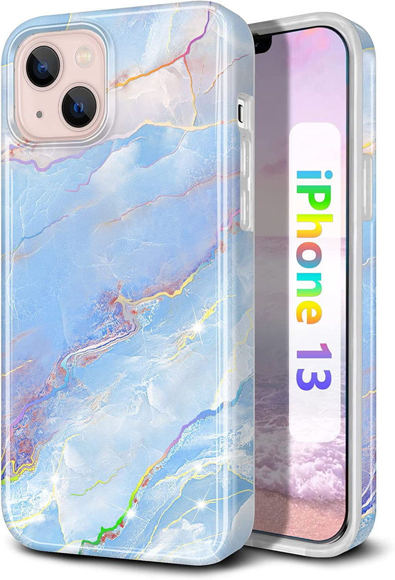 iPhone 13 Purple Marble Design Sparkly Glitter Case - Gorilla Cases