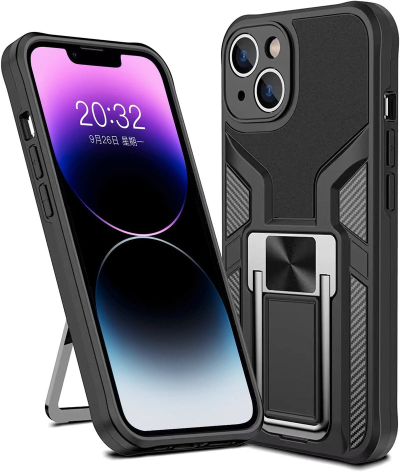 iPhone 14 Case 6.1'' Slim Non-Slip iPhone 14 Case 6.1'' Invisible Metal Kickstand, Black - Gorilla Cases