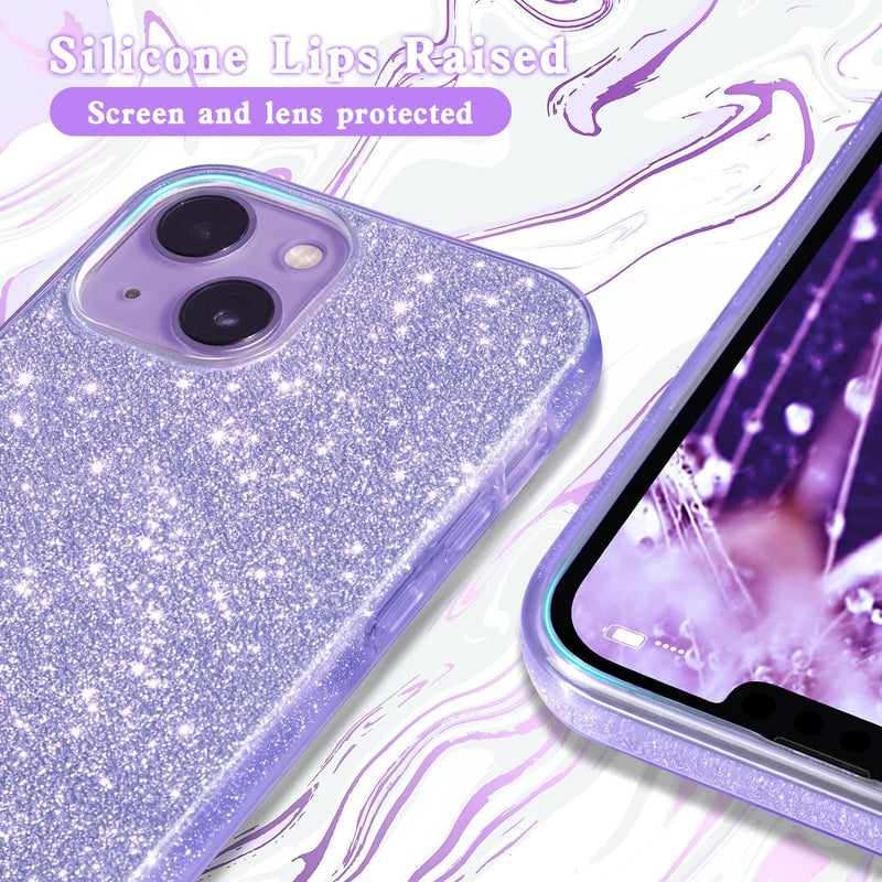 iPhone 14 Case Bling Sparkle Cute Girls Women Protective Cases Cover Purple - Gorilla Cases