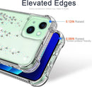 iPhone 14 Case Clear Glitter Tempered Glass Screen Protector Bumper Case Silver