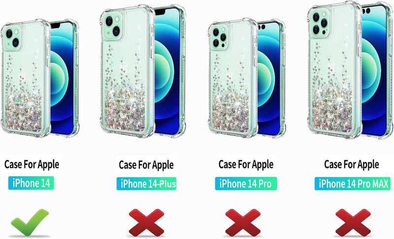 iPhone 14 Case Clear Glitter Tempered Glass Screen Protector Bumper Case Silver - Gorilla Cases