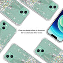 iPhone 14 Case Clear Glitter Tempered Glass Screen Protector Bumper Case Silver