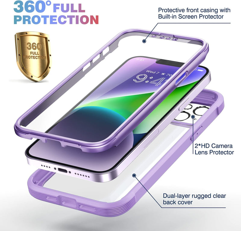 iPhone 14 Case, Full Body Rugged Case Camera Lens Protector Peri Purple - Gorilla Cases