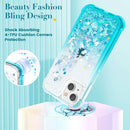 iPhone 14 Case, Glitter Liquid Full Body Rugged Cover Phone Case 13 6.1 ”Gradient Teal