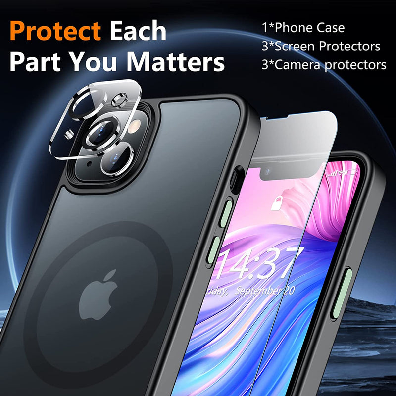 iPhone 14 Max Case, Translucent Aluminum Alloy Button,3 Pack Black - Gorilla Cases