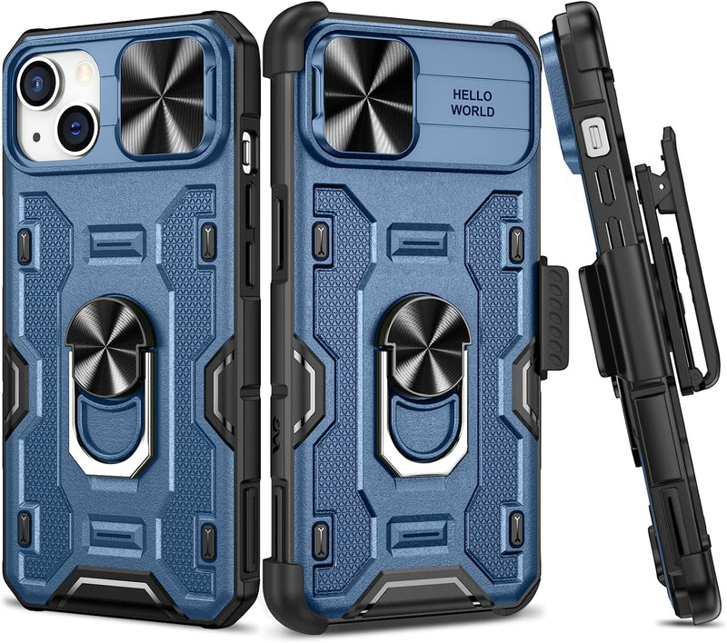 iPhone 14 Plus 5G, Slide Camera Cover & Magnetic Ring Kickstand & Belt Duty Protection Armor Case - Black - Gorilla Cases