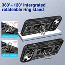 iPhone 14 Plus 5G, Slide Camera Cover & Magnetic Ring Kickstand & Belt Duty Protection Armor Case - Black