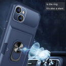 iPhone 14 Plus 6.7 inch Cover Credit Slim Ring Card Holder Stand Cell Blue