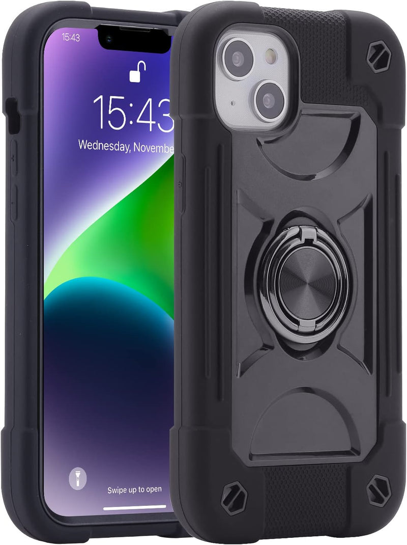 iPhone 14 Plus Case 6.7 Inch 360 Degree Rotate Ring Stand, Duty Protective Cover Black - Gorilla Cases