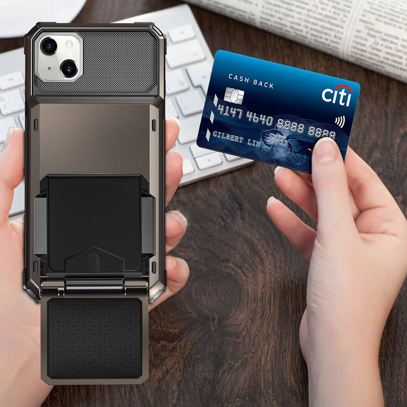 iPhone 14 Plus Case Card Holder Card Slot Hidden 14 Plus 6.7 Gun Metal - Gorilla Cases