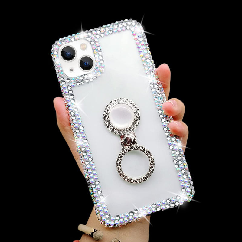 iPhone 14 Plus Case Case Finger Ring Bracket Stand Luxury Shiny Clear Protective Bumper Cover - Gorilla Cases