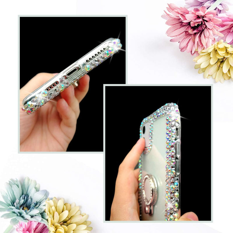 iPhone 14 Plus Case Case Finger Ring Bracket Stand Luxury Shiny Clear Protective Bumper Cover - Gorilla Cases