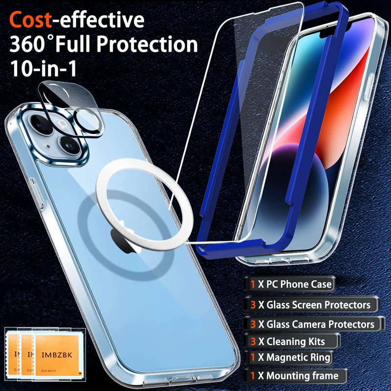 iPhone 14 Plus Case Clear with 3 Pack Glass Screen Protector Phone Case - Gorilla Cases