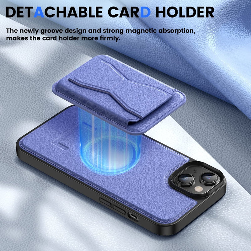 iPhone 14 Plus Case Detachable Card Holder Case Cover - Purple - Gorilla Cases