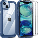 iPhone 14 Plus Case, Glass Screen Protector Clear Hard Back - Black