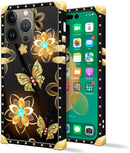 iPhone 14 Plus Case, Gold Chain Leopard Print Corner Back Cover Case 6.7 Inch
