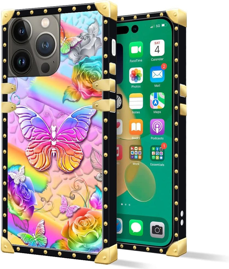 iPhone 14 Plus Case, Gold Chain Leopard Print Corner Back Cover Case 6.7 Inch - Gorilla Cases