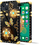 iPhone 14 Plus Case, Gold Chain Leopard Print Corner Back Cover Case 6.7 Inch
