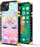iPhone 14 Plus Case, Gold Chain Leopard Print Corner Back Cover Case 6.7 Inch
