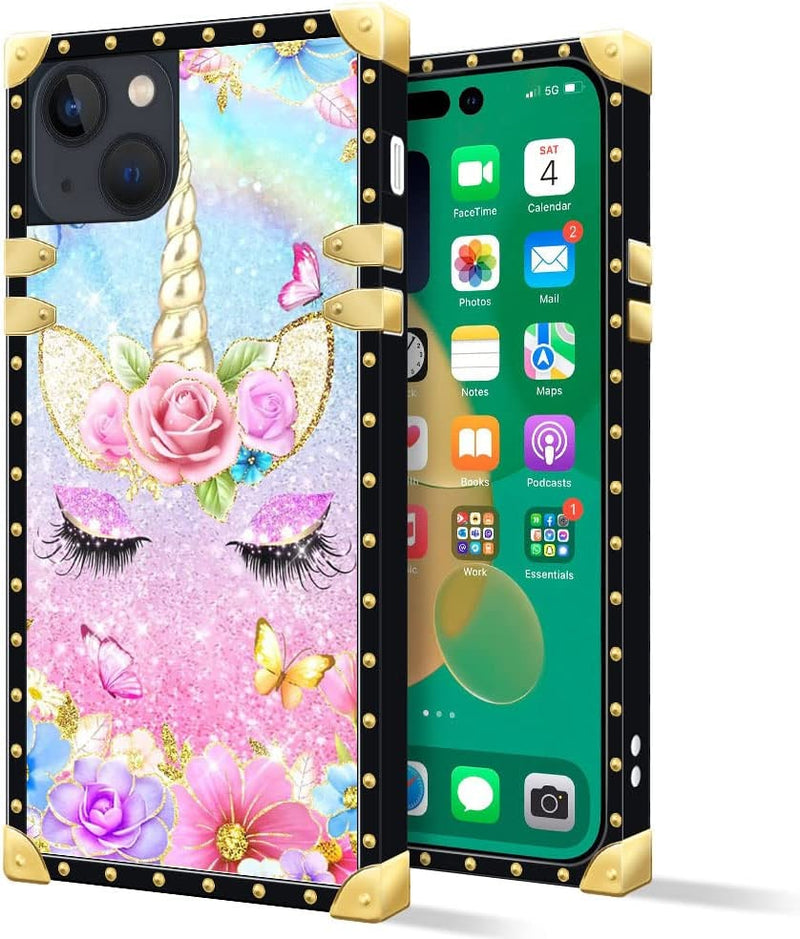 iPhone 14 Plus Case, Gold Chain Leopard Print Corner Back Cover Case 6.7 Inch - Gorilla Cases