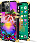 iPhone 14 Plus Case, Gold Chain Leopard Print Corner Back Cover Case 6.7 Inch