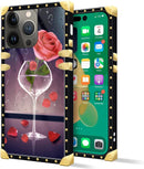 iPhone 14 Plus Case, Gold Chain Leopard Print Corner Back Cover Case 6.7 Inch