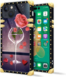 iPhone 14 Plus Case, Gold Chain Leopard Print Corner Back Cover Case 6.7 Inch