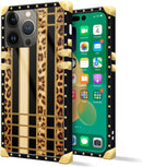 iPhone 14 Plus Case, Gold Chain Leopard Print Corner Back Cover Case 6.7 Inch