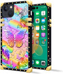 iPhone 14 Plus Case, Gold Chain Leopard Print Corner Back Cover Case 6.7 Inch