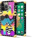 iPhone 14 Plus Case, Gold Chain Leopard Print Corner Back Cover Case 6.7 Inch