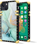 iPhone 14 Plus Case, Gold Chain Leopard Print Corner Back Cover Case 6.7 Inch