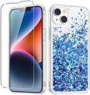 iPhone 14 Plus Case, iPhone 14 Plus Glitter Case Girly Bling Sparkle Soft TPU Case Gold Silver