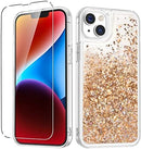 iPhone 14 Plus Case, iPhone 14 Plus Glitter Case Girly Bling Sparkle Soft TPU Case Gold Silver