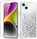 iPhone 14 Plus Case, iPhone 14 Plus Glitter Case Girly Bling Sparkle Soft TPU Case Gold Silver