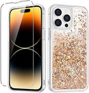 iPhone 14 Plus Case, iPhone 14 Plus Glitter Case Girly Bling Sparkle Soft TPU Case Gold Silver
