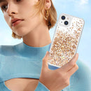 iPhone 14 Plus Case, iPhone 14 Plus Glitter Case Girly Bling Sparkle Soft TPU Case Gold Silver