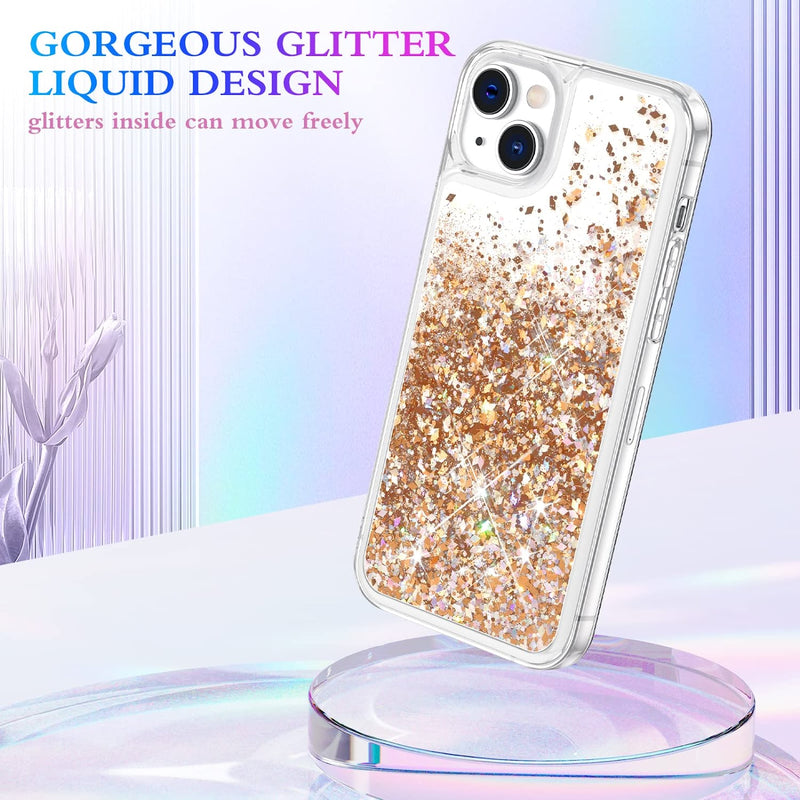 iPhone 14 Plus Case, iPhone 14 Plus Glitter Case Girly Bling Sparkle Soft TPU Case Gold Silver - Gorilla Cases