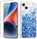 iPhone 14 Plus Case, iPhone 14 Plus Glitter Case Girly Bling Sparkle Soft TPU Case Gold Silver