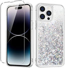 iPhone 14 Plus Case, iPhone 14 Plus Glitter Case Girly Bling Sparkle Soft TPU Case Gold Silver