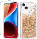 iPhone 14 Plus Case, iPhone 14 Plus Glitter Case Girly Bling Sparkle Soft TPU Case Gold Silver