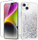 iPhone 14 Plus Case, iPhone 14 Plus Glitter Case Girly Bling Sparkle Soft TPU Case Gold Silver