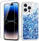 iPhone 14 Plus Case, iPhone 14 Plus Glitter Case Girly Bling Sparkle Soft TPU Case Gold Silver