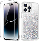 iPhone 14 Plus Case, iPhone 14 Plus Glitter Case Girly Bling Sparkle Soft TPU Case Gold Silver