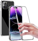 iPhone 14 Plus, Double Sided Clear Tempered Glass Phone Case Charger Case 5G 6.7'' Gold