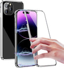 iPhone 14 Plus, Double Sided Clear Tempered Glass Phone Case Charger Case 5G 6.7'' Gold