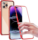 iPhone 14 Plus, Double Sided Clear Tempered Glass Phone Case Charger Case 5G 6.7'' Gold