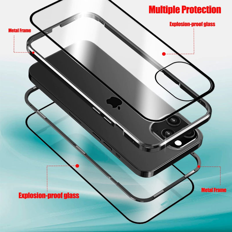 iPhone 14 Plus, Double Sided Clear Tempered Glass Phone Case Charger Case 5G 6.7'' Gold - Gorilla Cases