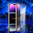 iPhone 14 Plus, Double Sided Clear Tempered Glass Phone Case Charger Case 5G 6.7'' Gold